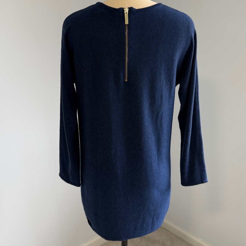 Joan Vass Navy Blue Long Sleeve Tunic Sweater SZM - Picture 2 of 15